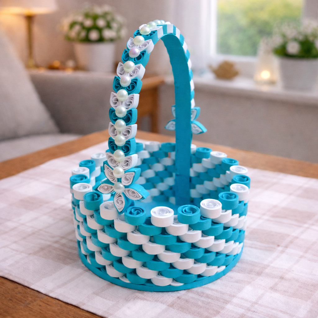 aqua handmade paper quilling gift basket fresh artisan