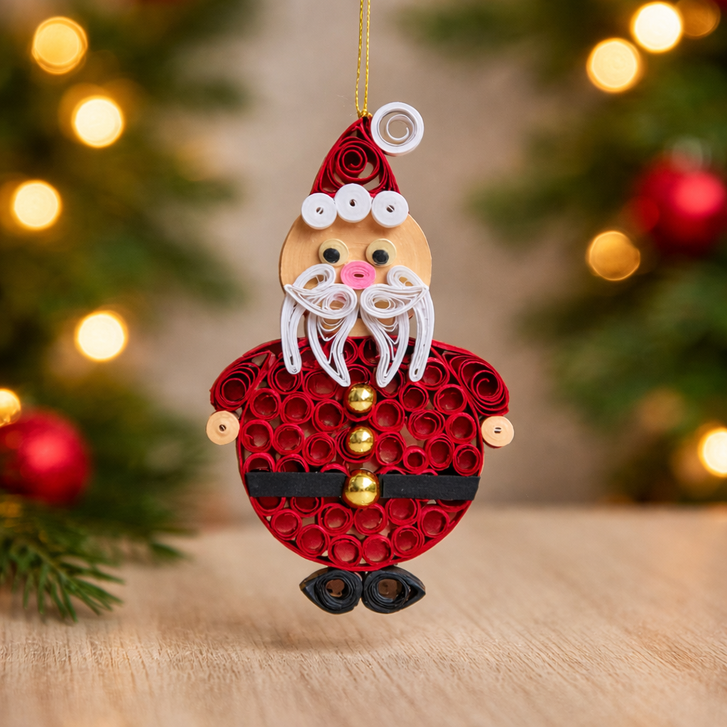 handmade paper quilling santa ornament christmas decoration