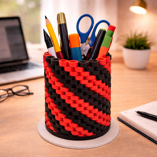 black red handmade paper quilling pen stand bold desk gift