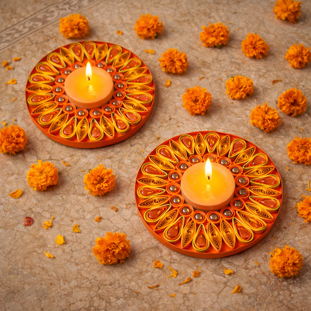 marigold minis set of 2 handmade decorative diya festive diwali gift nikis art
