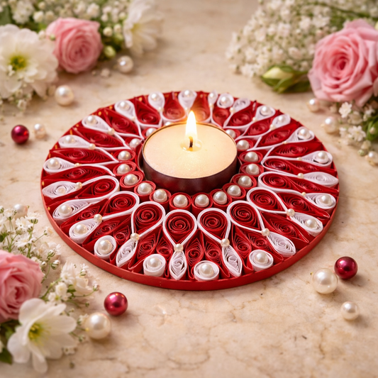 red pearl handmade decorative diya diwali