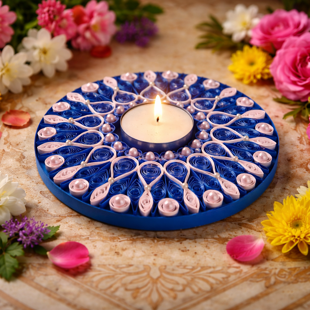 blue pearl handmade decorative diya unique diwali