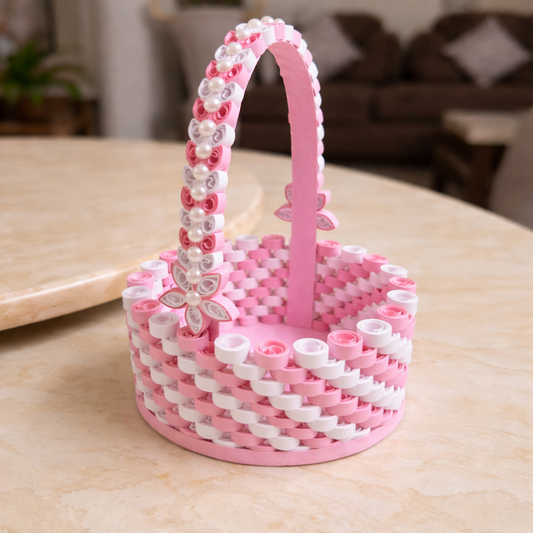 baby pink handmade paper quilling gift basket sweet artisan