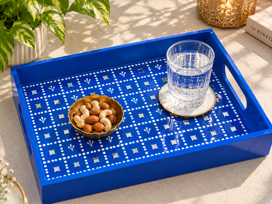 Indigo Mirror & Resin Tray