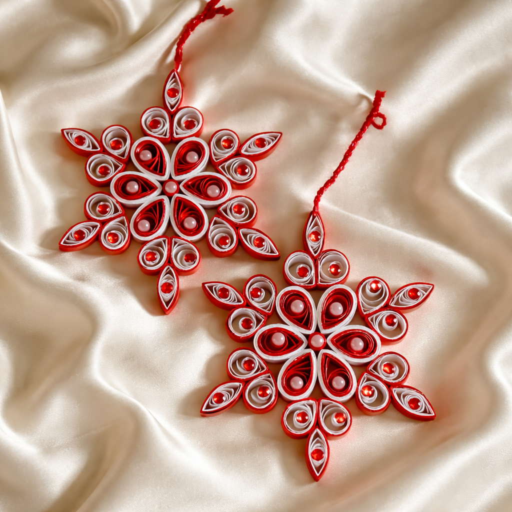 Red & White Snowflakes (Set of 2)