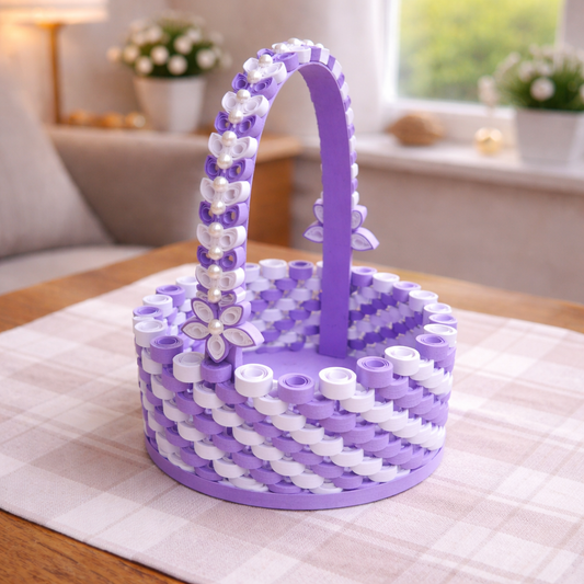 lilac handmade paper quilling gift basket elegant artisan