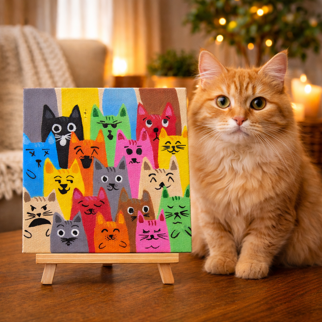 cats and co original hand painted cat art unique gift cat lovers