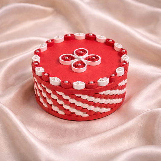 red bloom handmade paper quilling gift box bold unique
