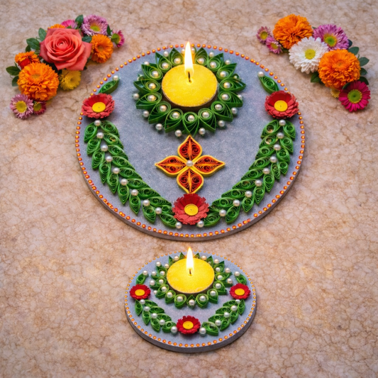 floral elegance diya combo set 3 handmade premium diwali gift