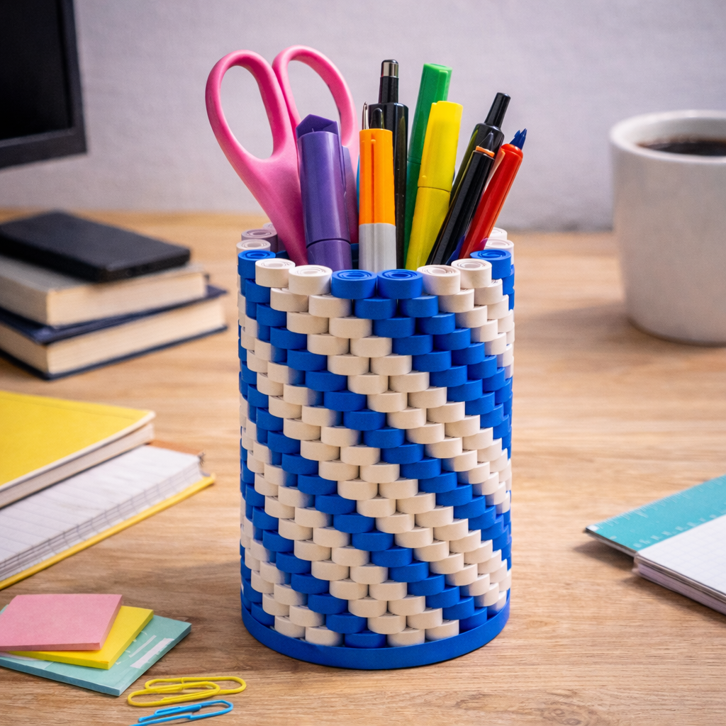 cobalt blue handmade paper quilling pen stand unique desk decor