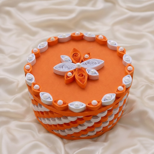 citrus luxe handmade paper quilling gift box vibrant orange
