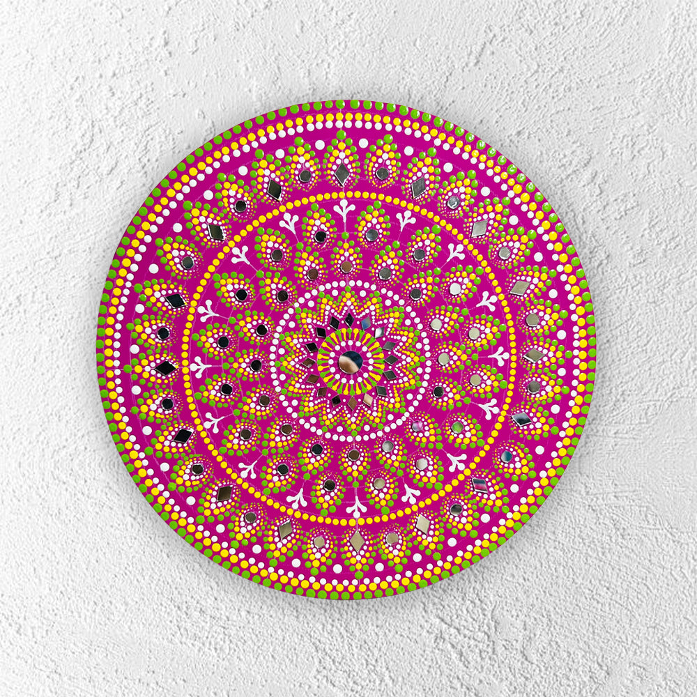 rose mandala handpainted wall plate 10 inch pink wall art