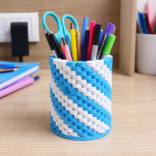 sky blue handmade paper quilling pen stand desk organiser gift