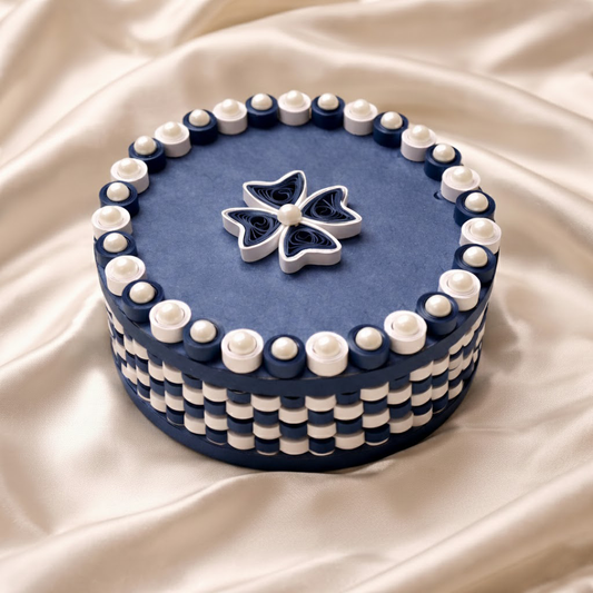 midnight blue handmade paper quilling jewellery box elegant gift